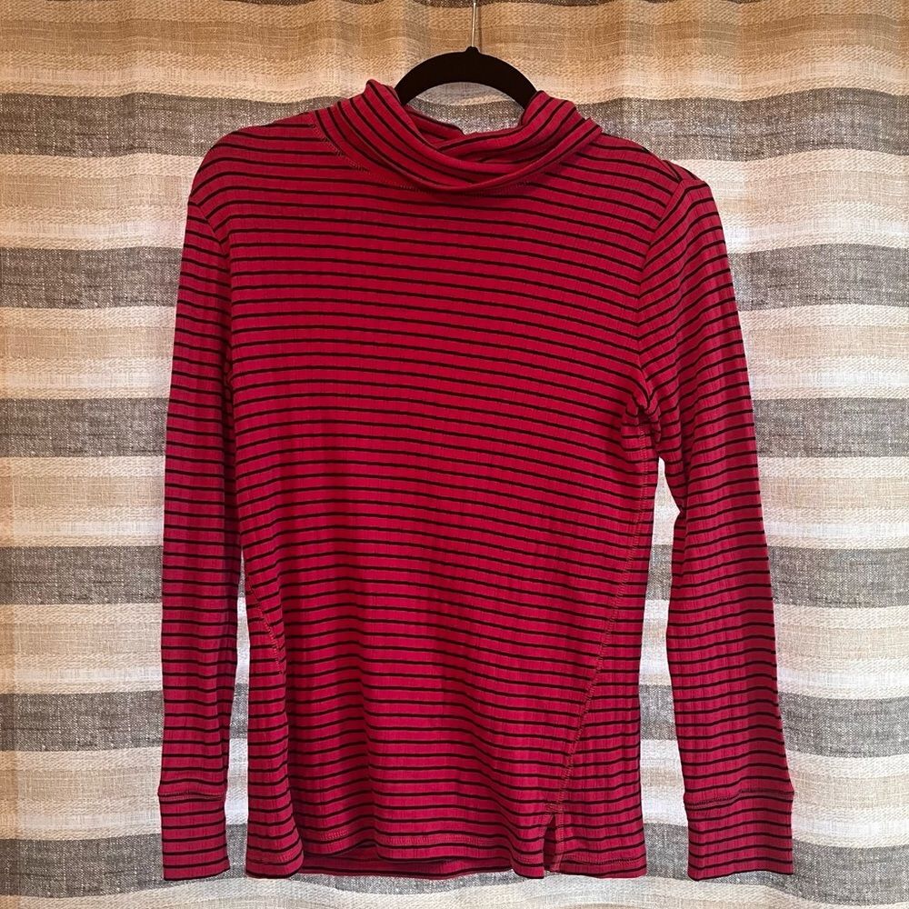 T By Talbots Pink And Navy Stripe Turtle Neck Long‎ Sleeve Size Small